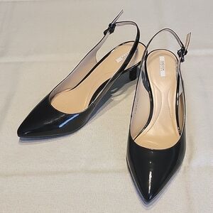 GEOX Patent Leather Slingback 2.5" mid-heels in black